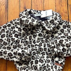 NWT Tocoto Vintage Kids Sherpa Fleece Bomber Jacket, Cheetah Design, Sz 8